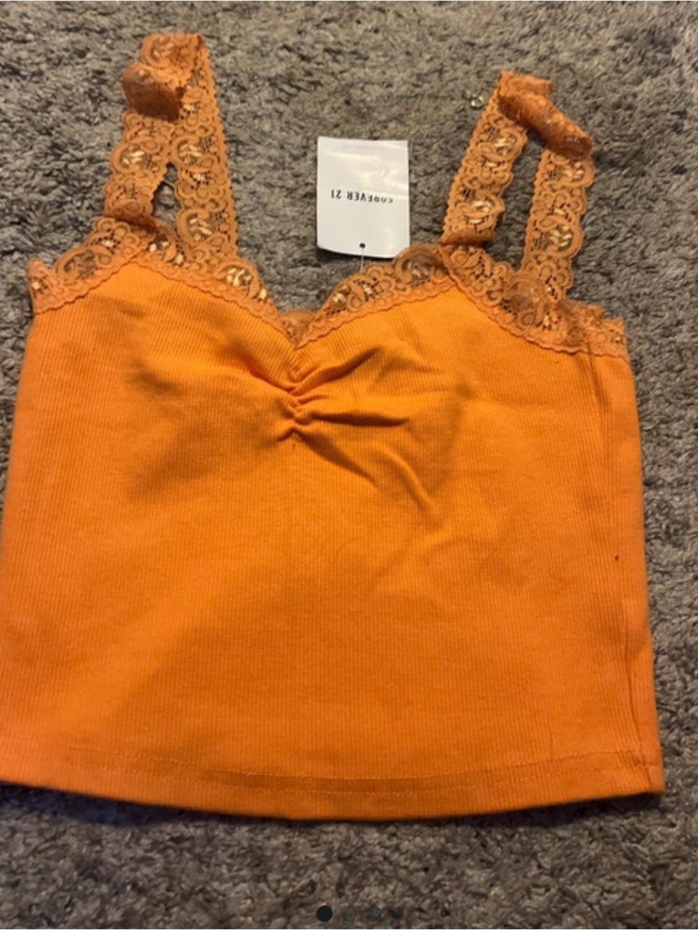 Forever 21 Orange Lace-Trim Ribbed Tank